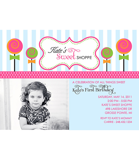 Sweet Shoppe Birthday Printable Invitation - Blue